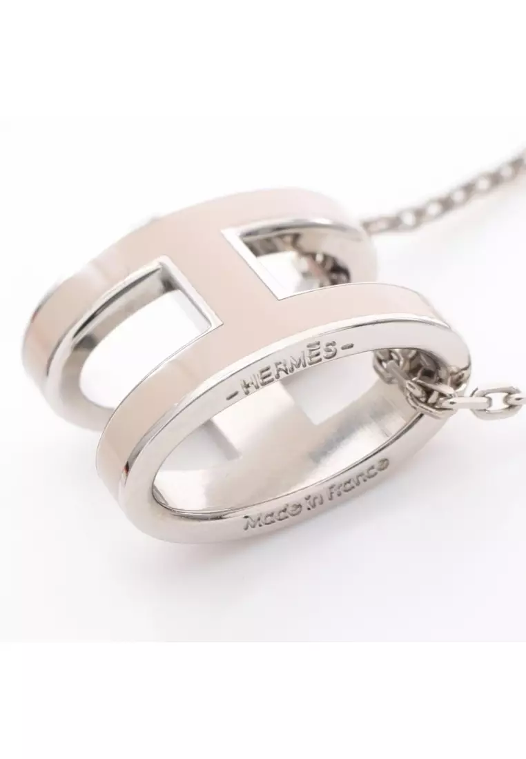 Pre-Loved Hermès POP H pop ash necklace beige Silver