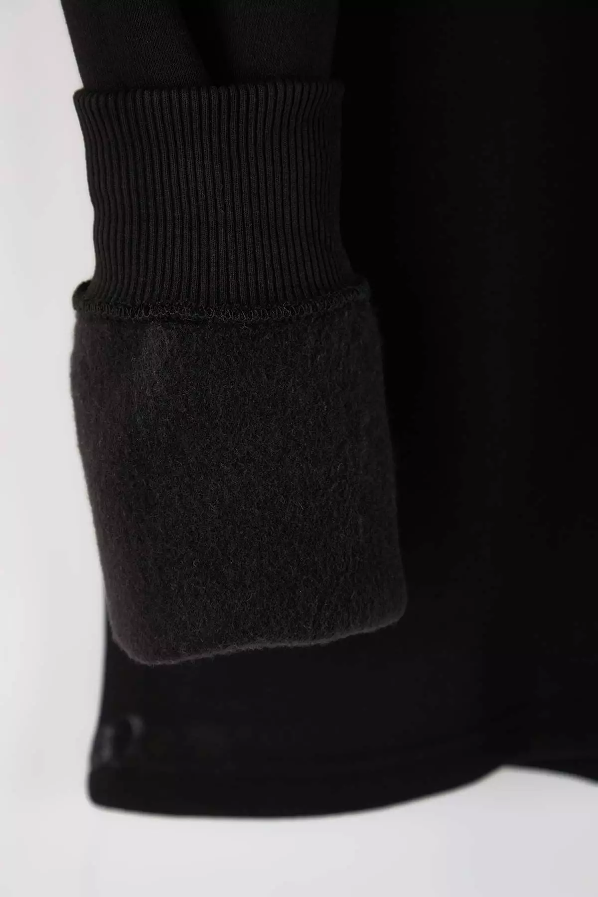 Black Collar Detailed Stand Collar New Oversize/Wide Cut Thick/Fleece Lined Sweatshirt Tmnaw26Sw00003