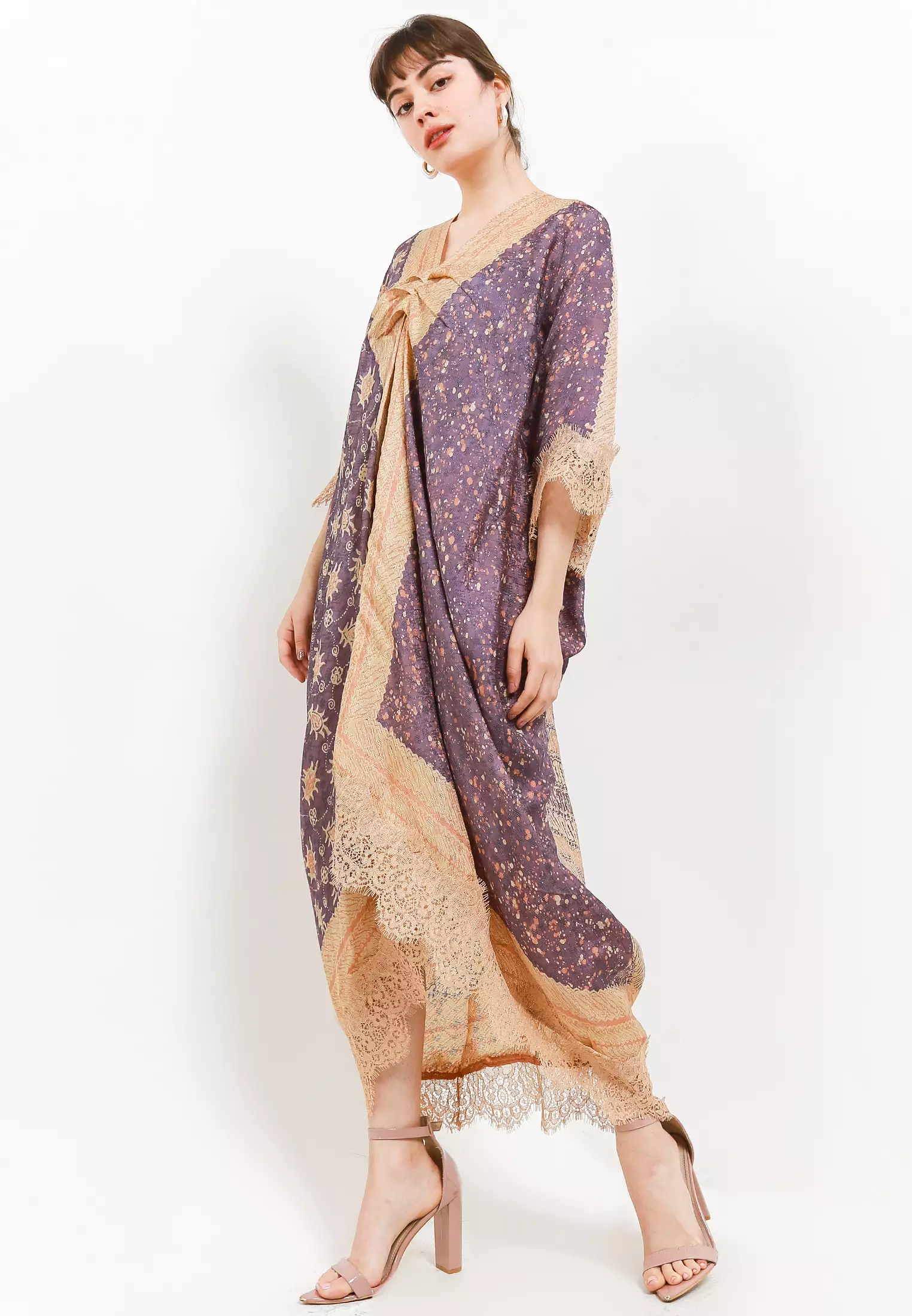 Kaftan Fawnia Batik Cap Viscose-Grey
