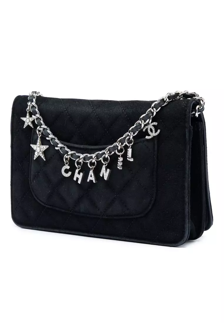 Pre-Loved Chanel Quilted Suede Cocostellar Wallet On Chain