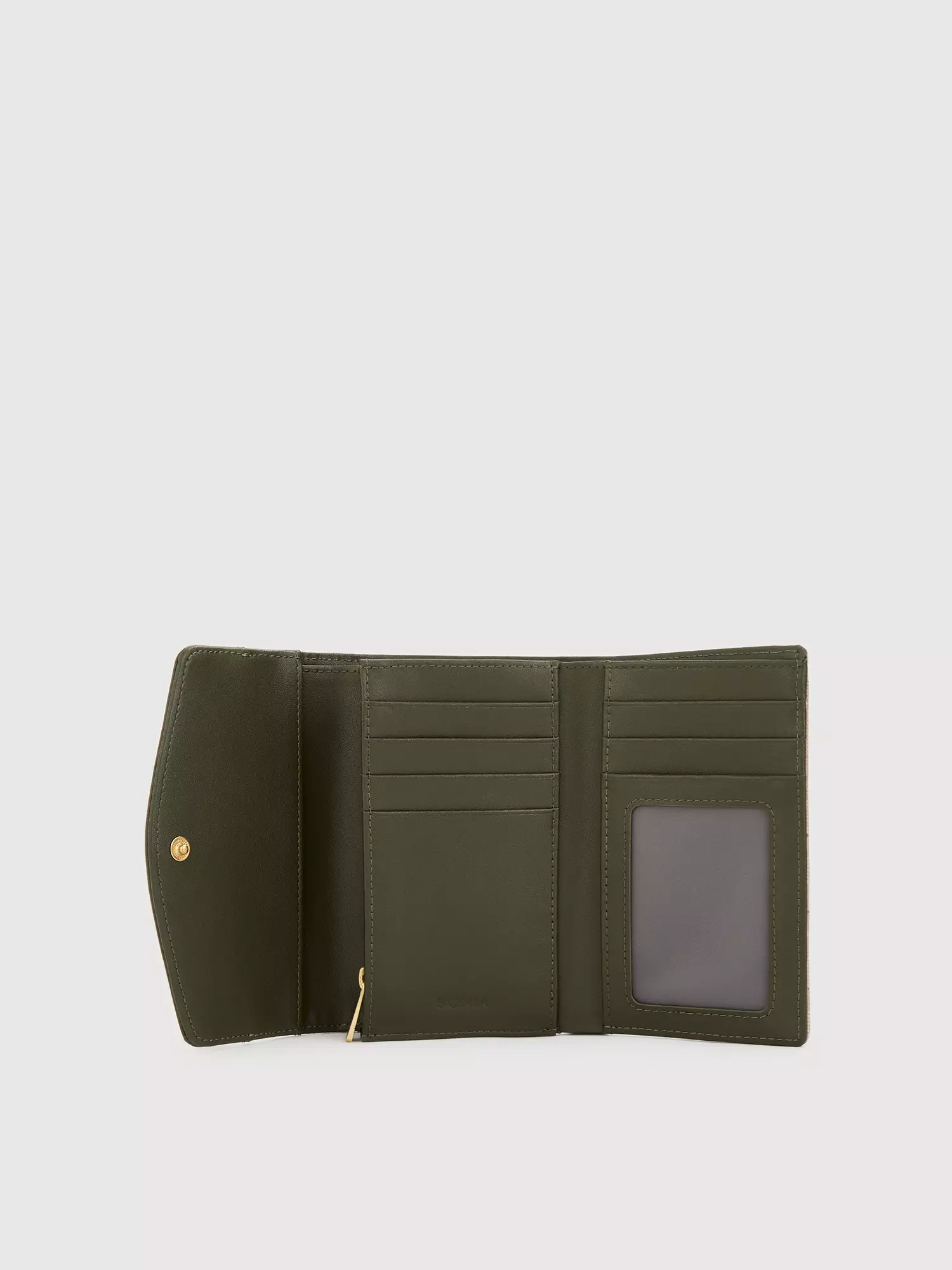 Nuccia Monogram Trifold Short Wallet Dark Green