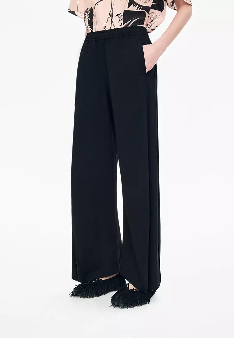 Cotton Banana Pants with Overlock Stitching, Extra-Long Length