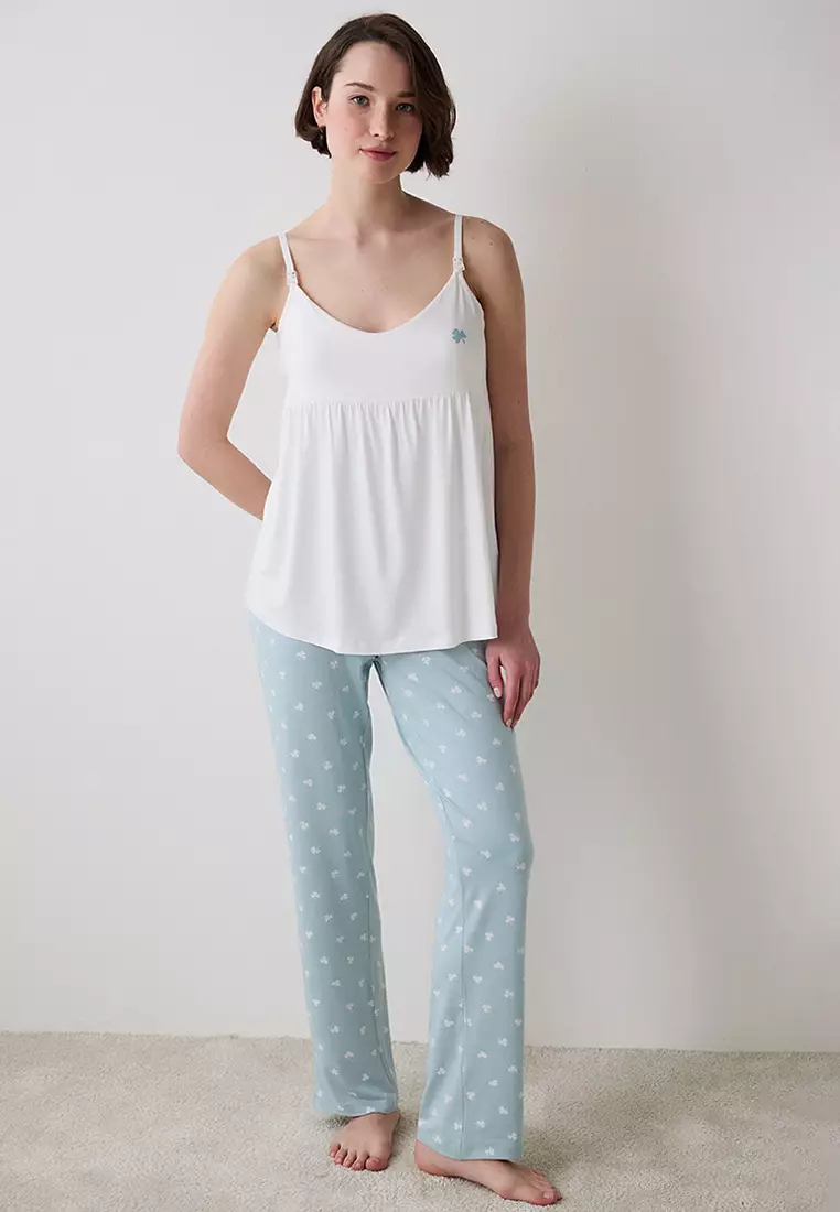 Mama Solid Off- Tank Top Pajama Top