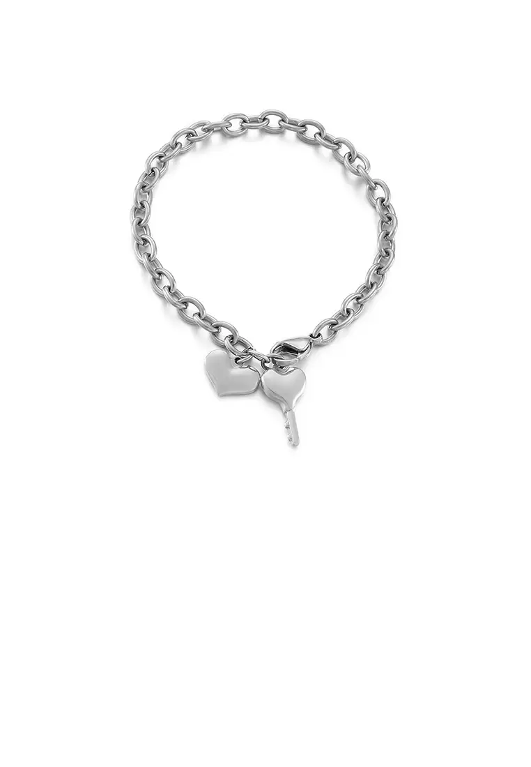Simple and Fashion Heart-shaped Key 316L Stainless Steel Bracelet