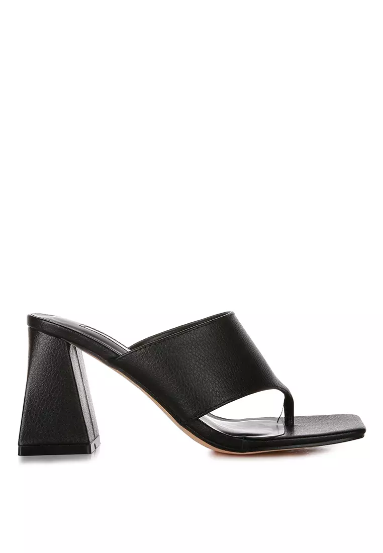 Discount on London Rag  shoes - SKU: White Block Heel Slip On Thong Sandals