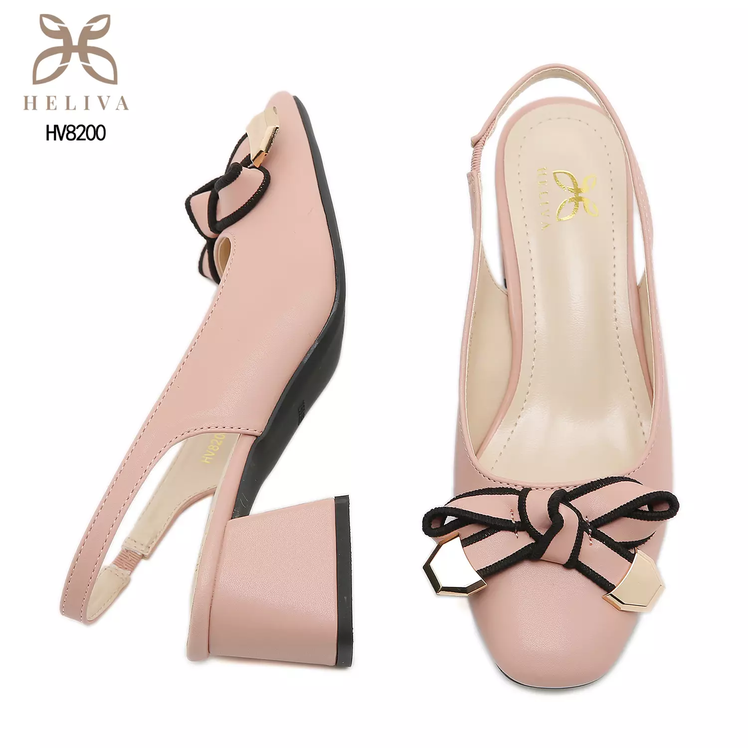 Heliva Nesya High Heels Gold Bow Accessories Sling Back Sol 6cm HV8200