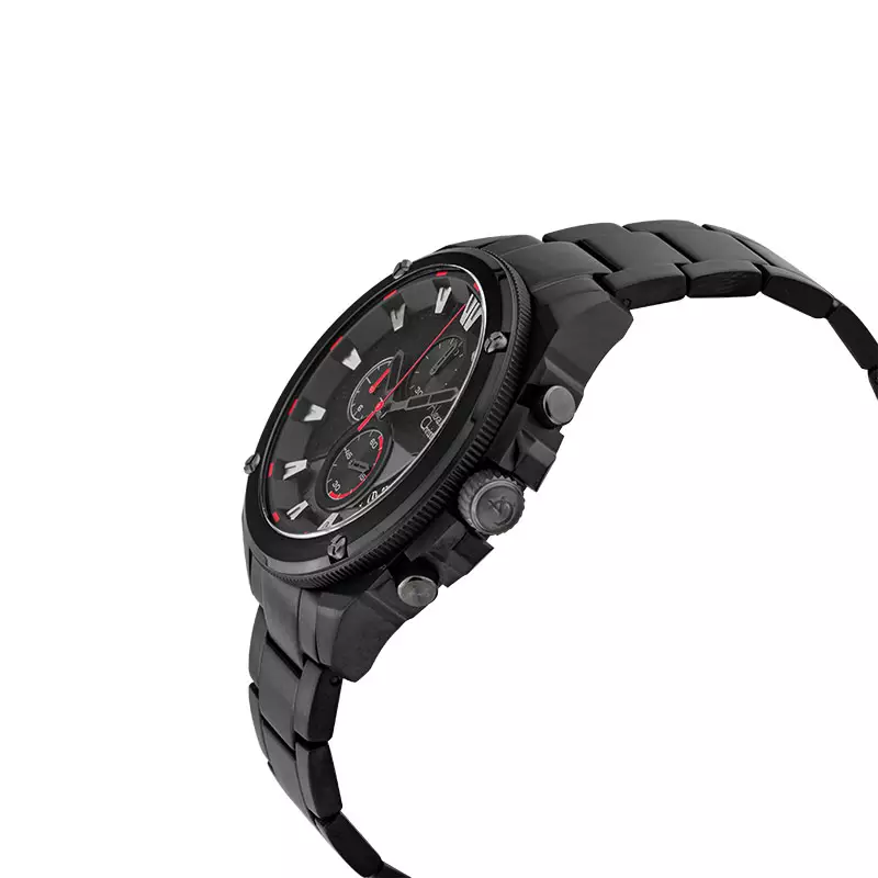 Jam Tangan Pria Alexandre Christie Chronograph AC 6646 MC BEPBARE Men Black Dial Black Stainless Steel Strap