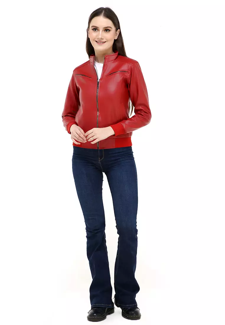 Hardwin Jaket Wanita Casual Longsleeve Outer Material Leather Kulit ORIGINAL