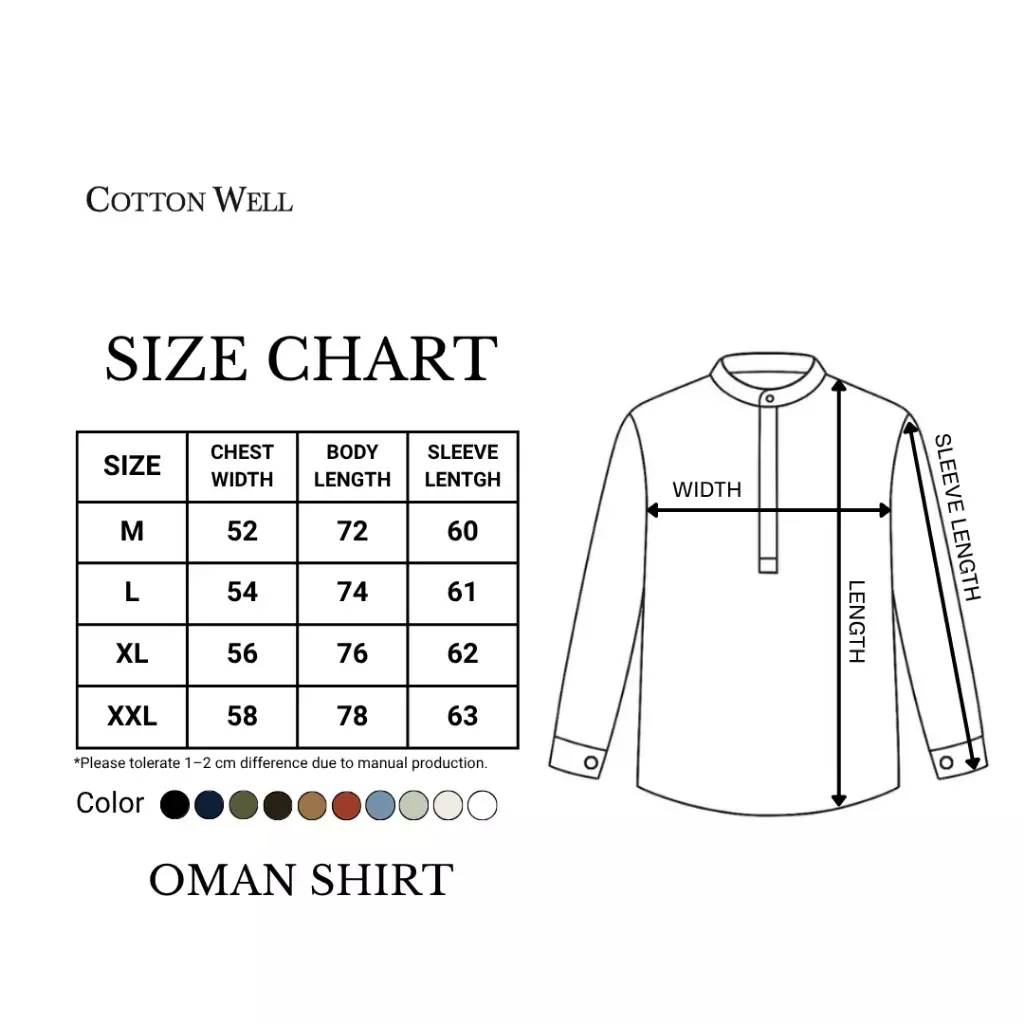Cotton Well Oman Henley Shirt Navy │Kemeja Koko Basic Lengan Panjang Biru Tua