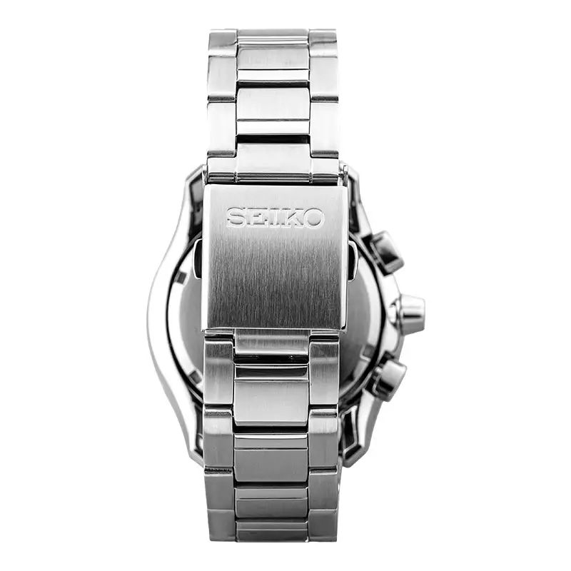 Jam Tangan Pria Seiko Solar SSC177P1 Chronograph Black Dial Stainless Steel Strap