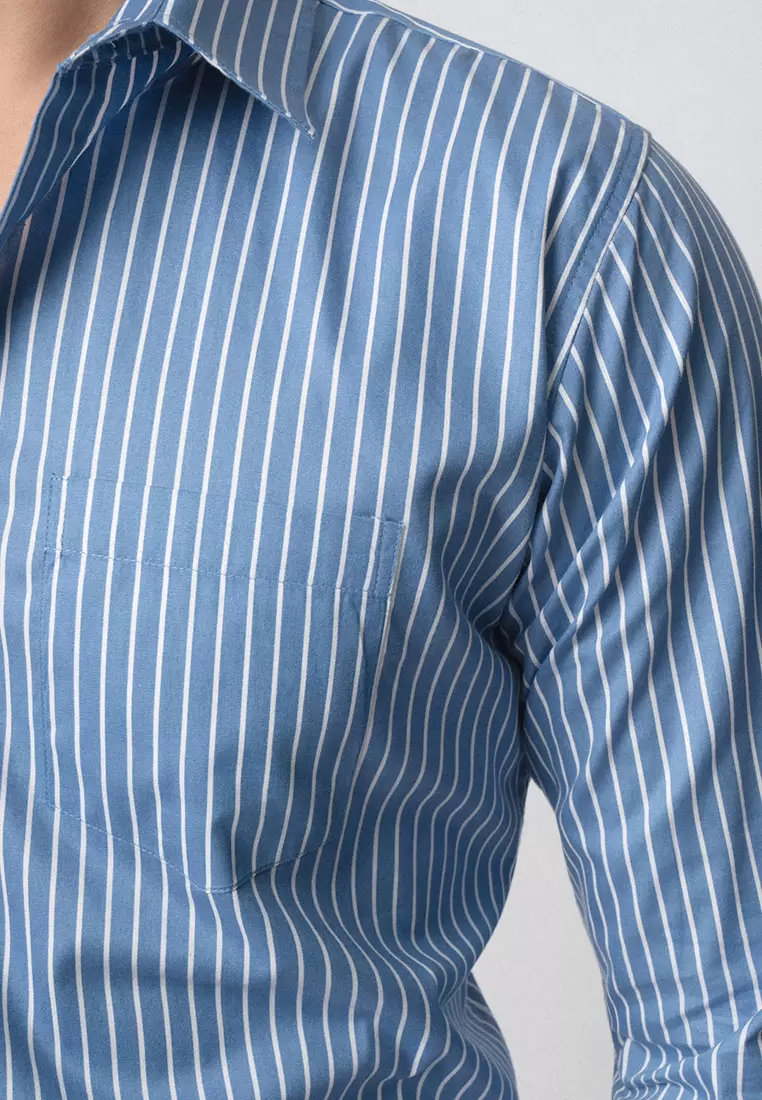 Hugo Stripe Shirt Blue Sky LS