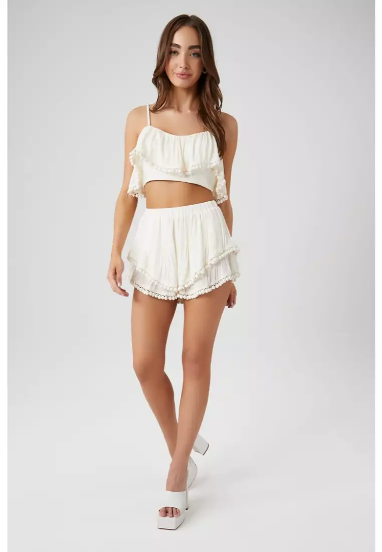 Buy FOREVER 21 Flounce Pom Pom Cropped Cami 2024 Online ZALORA
