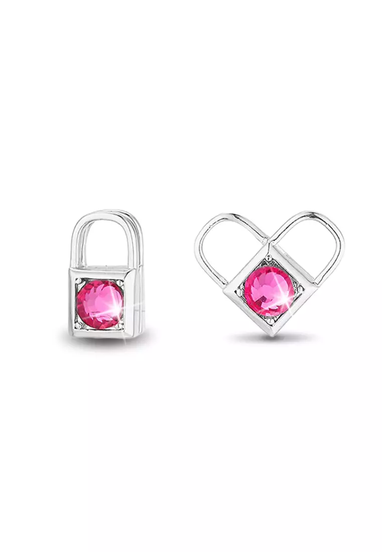 Boxed Celeste Heart Necklace and Earrings Set in White Gold Embellished with Swarovski crystals