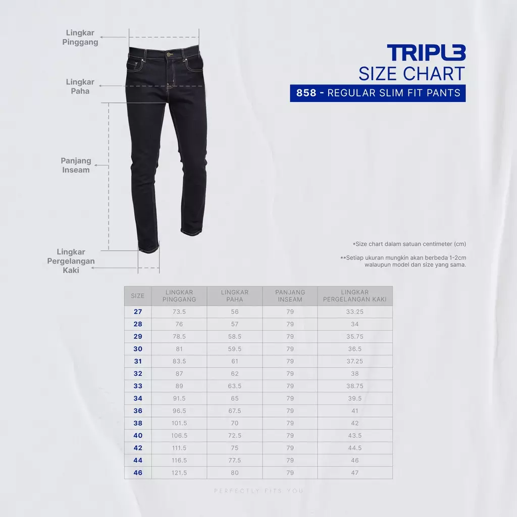 TRIPLE Celana Jeans Non Stretch Regular Slim Medium Wash (191 858 BWB)