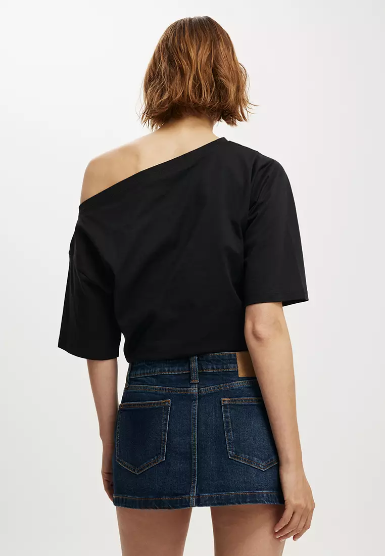 Micro Low Denim Skirt