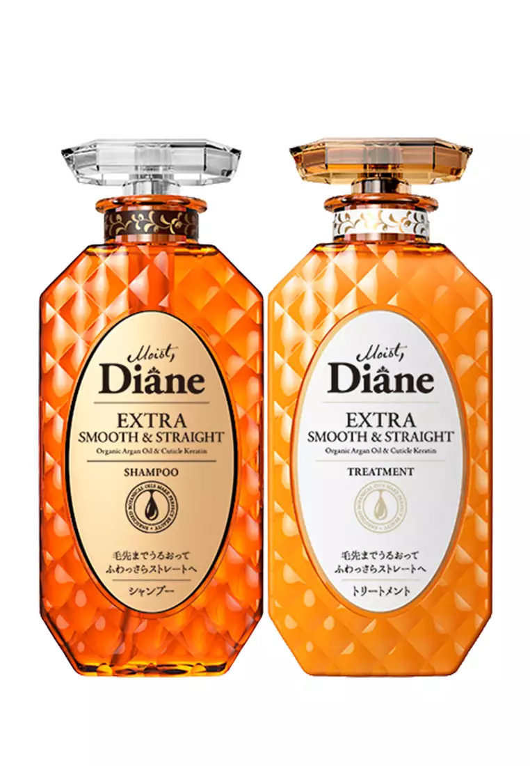 PAKET Moist Diane EXTRA SMOOTH & STRAIGHT Shampoo + Treatment (Conditioner)