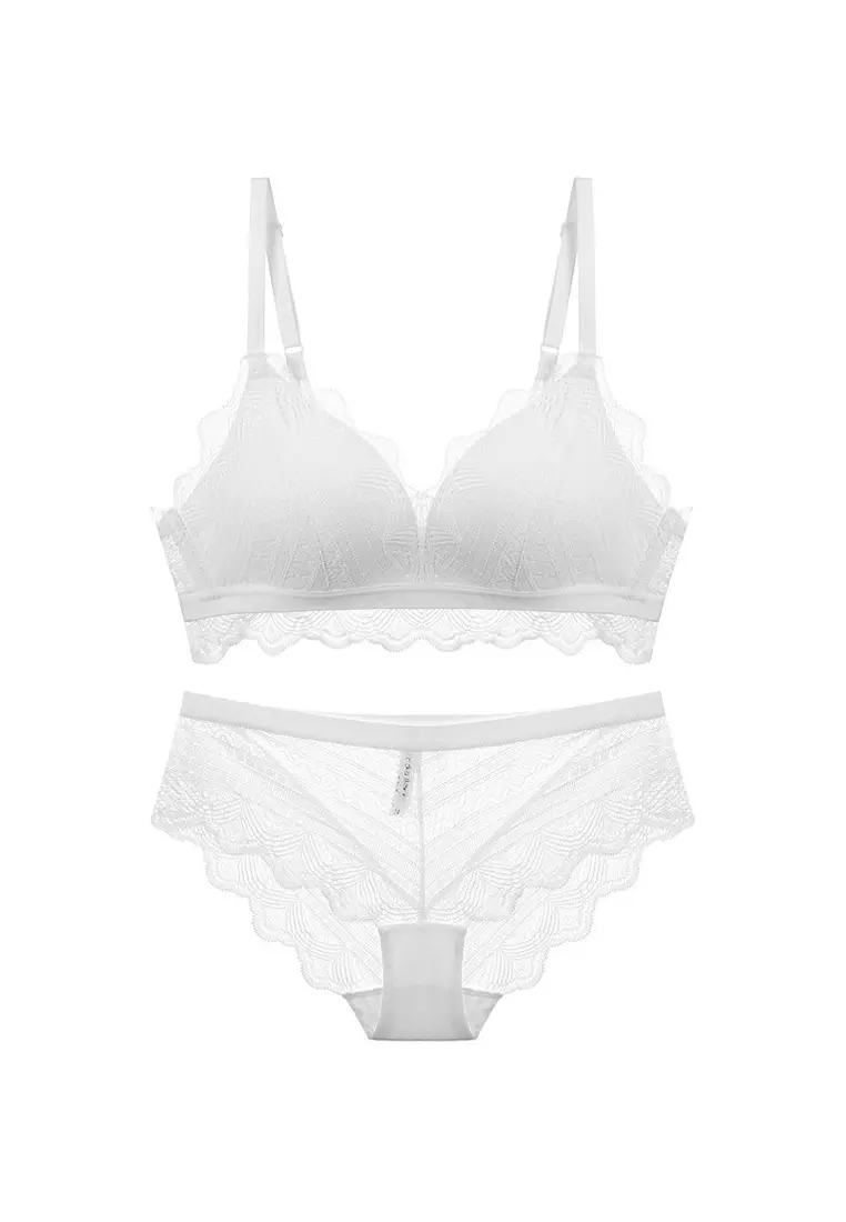 Buy ZITIQUE Women's 3/4 Cup Ultra-thin Lace Lingerie Set (Bra And