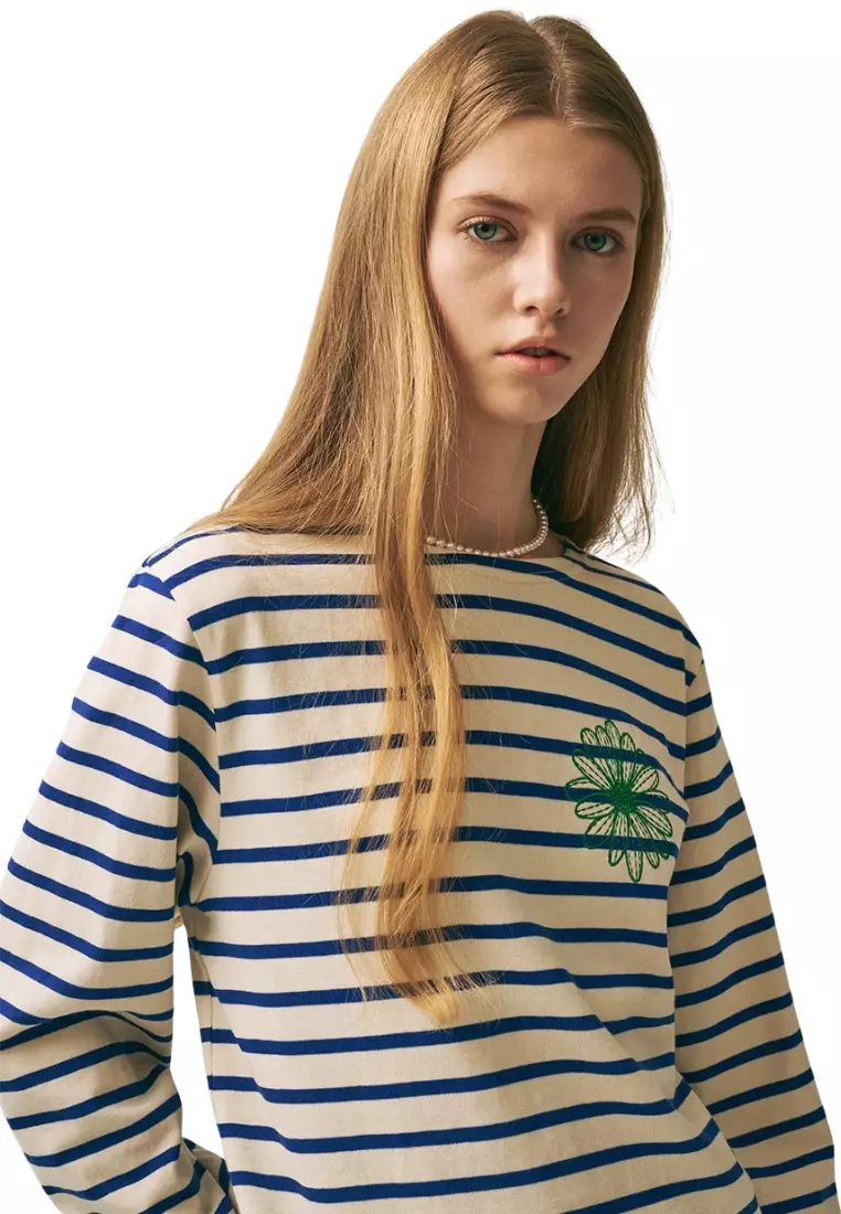 Tshirt Long Sleeve Stripe - Blue Green