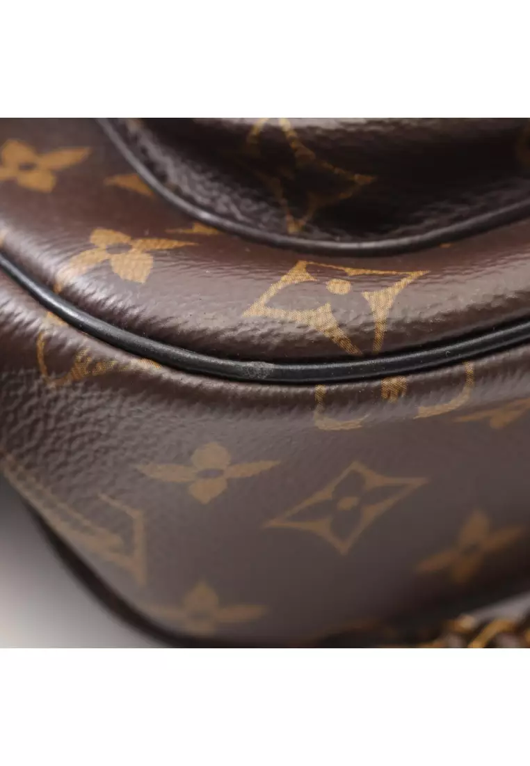 Pre-Loved Louis Vuitton Passy monogram W chain shoulder bag PVC leather Brown black