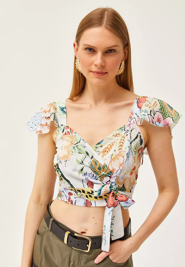Floral Blouse with Tie Detail