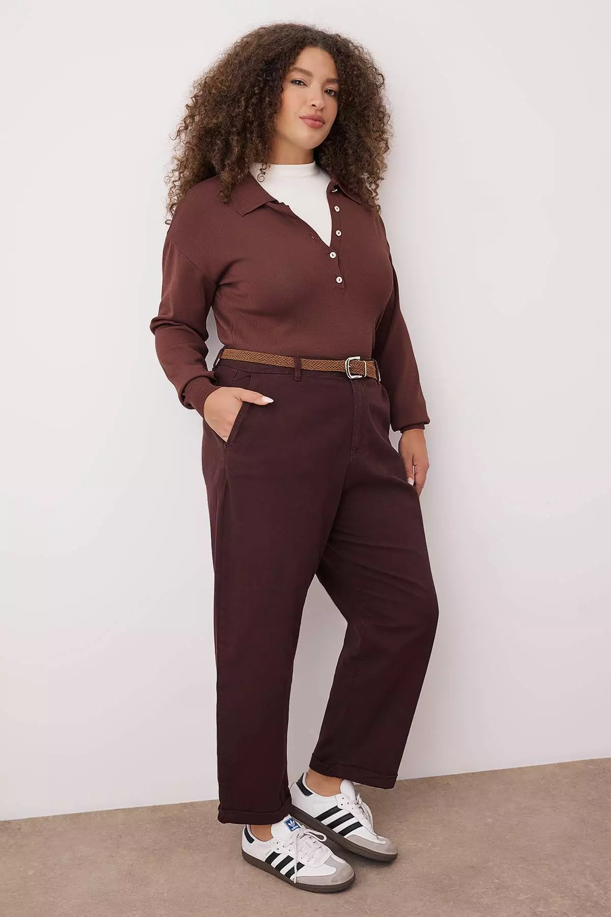 Plus Size High Waist Belted Mom Fit Jeans