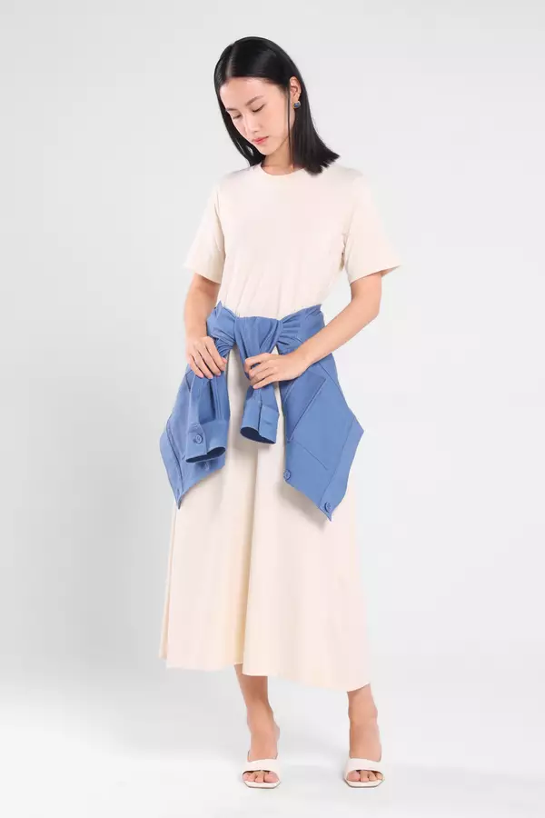 Minimal - Amyra - Dress Knit A Line - Beige Warna Beige