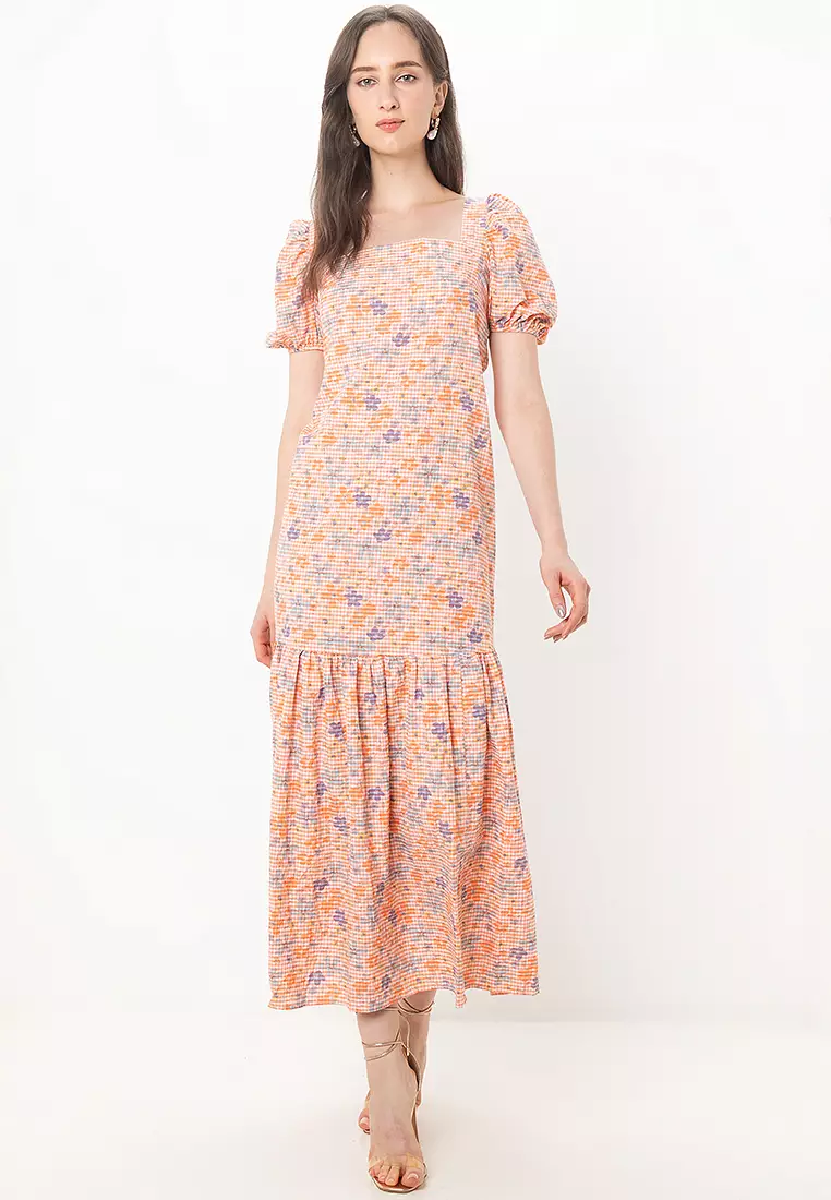 Square Neck Cross Back Maxi Dress