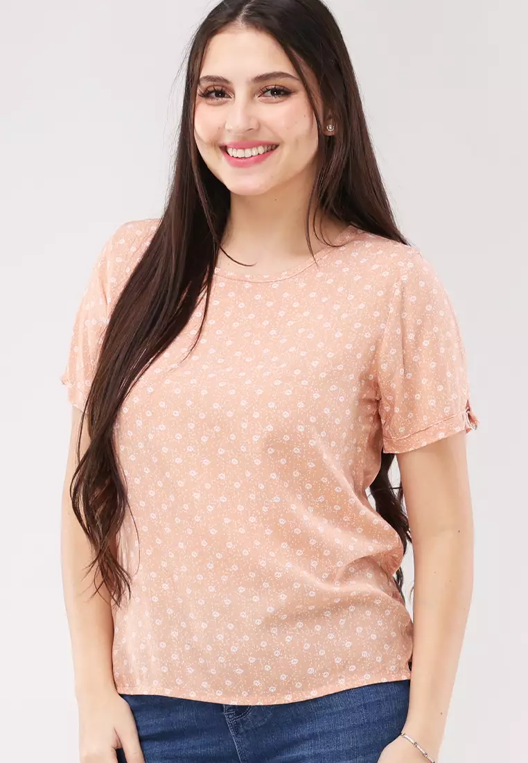 Woven Printed Rayon Short Sleeves Blouse
