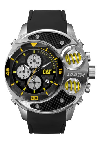 Caterpillar DU 52 Chrono CAT DU.143.21.127 Silicone Black Silver Yellow Men's Watches