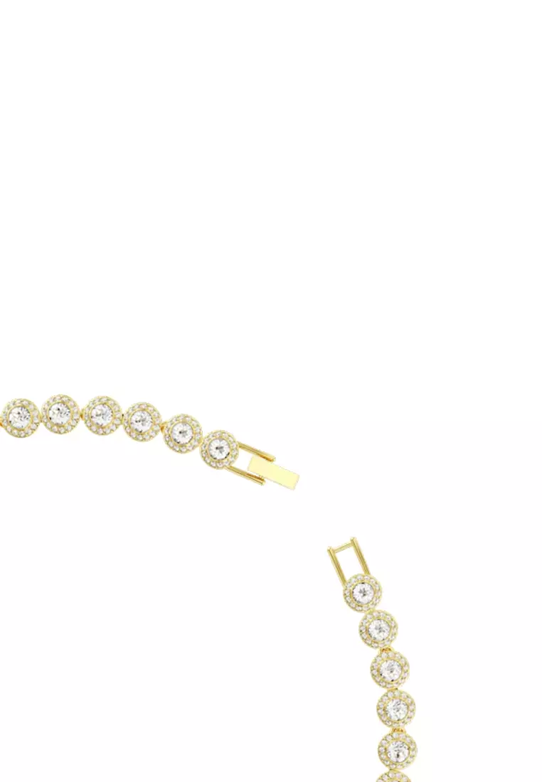 Una Angelic Tennis Necklace, Round Cut, White, Gold-Tone Plated