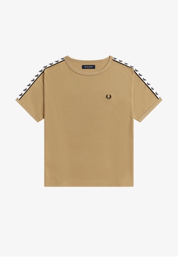 FRED PERRY beige Fred Perry G1100 Boxy Taped Ringer T-Shirt (Desert) 79D4CAA4FF8688GS_1