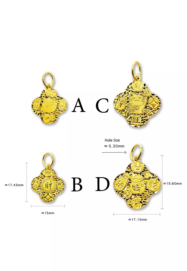 916/22K Gold Shattered Ice Clover Leaf Pendant B294