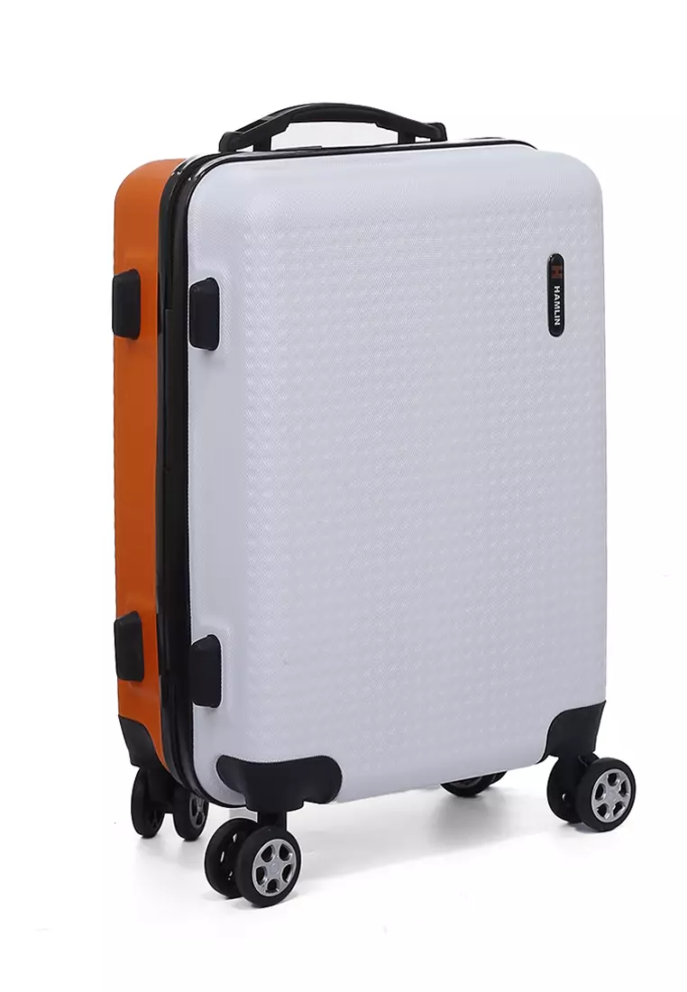 Carlton Koper Hardcase Unisex Size 20 Inch Dual Tone Color Large Compartment Suitcase Code Lock System Material ABS+PVC Coated ORIGINAL - White Orange