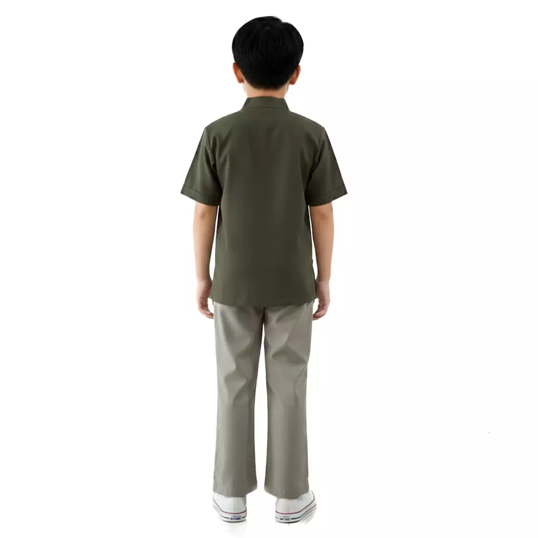 Rabbani - Baju Anak Laki-laki Lengan Pendek Bani Batuta Kemko Anak Denendra Pdk - Ivy Green - Oxford Tan
