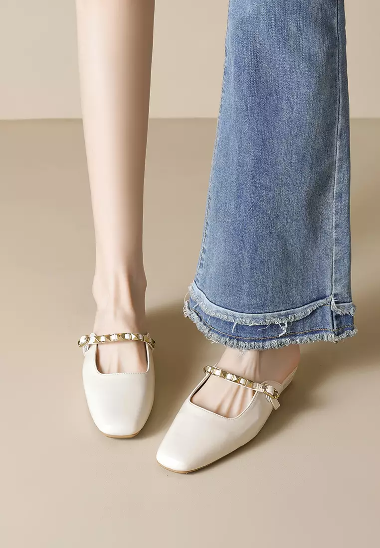 3CM Rivet Needle Strap Mules WW6579-2