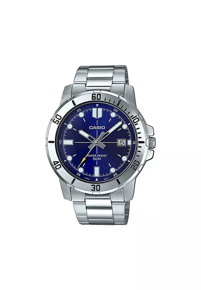 Men's Analog MTP-VD01D-2EV Stainless Steel Band Casual Watch