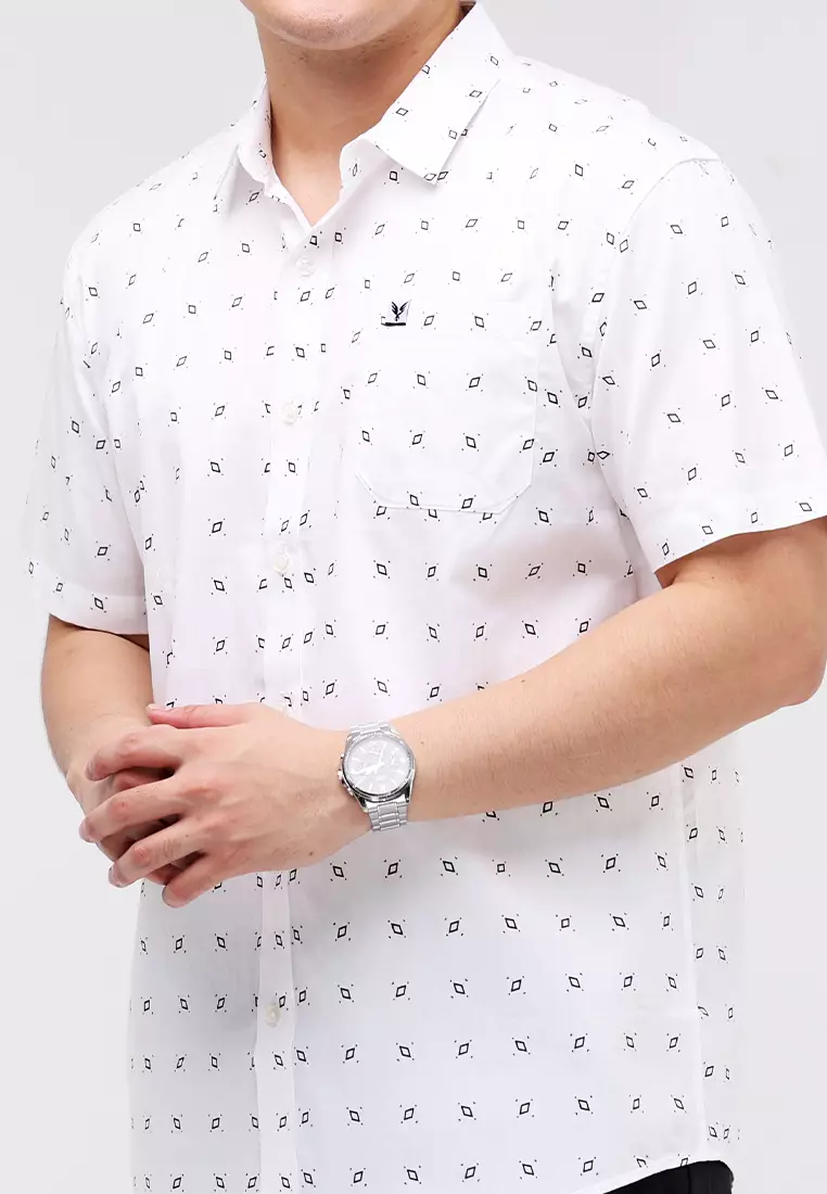 Woven Printed Poplin Short Sleeves Polo