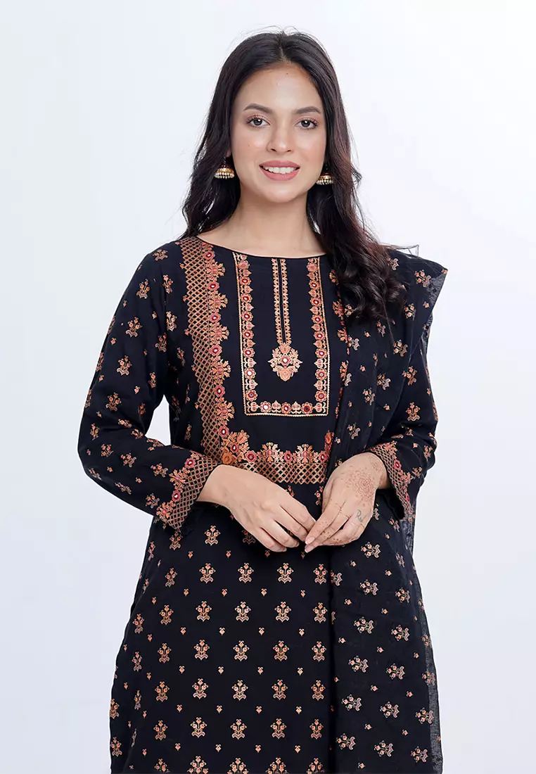 Le Reve Ethnic Printed Tunic with Culotte & Scarf
