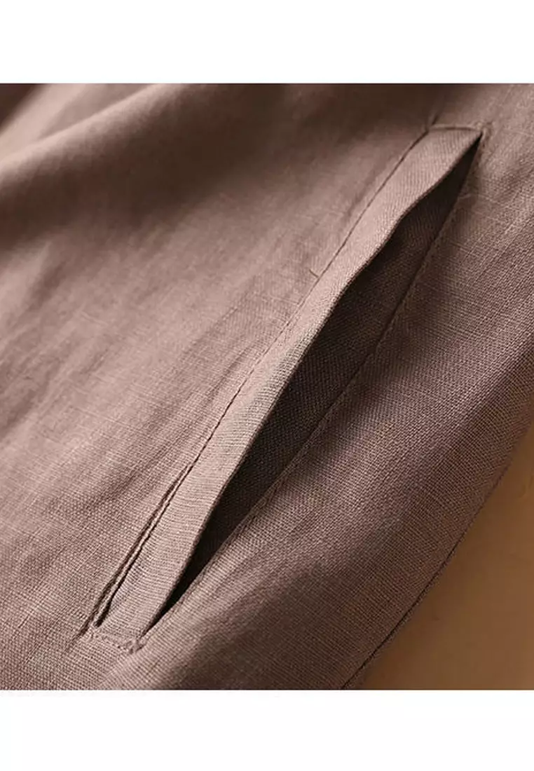 Loose Straight Cotton-flax Cropped Shorts RZ9112