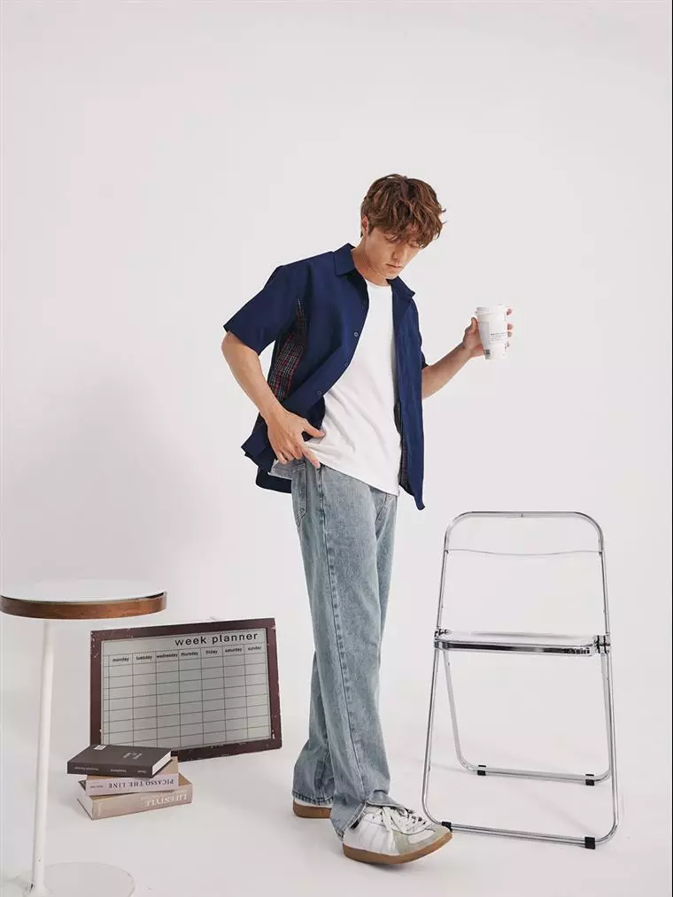 Cotton Washed Brushed Color Split Jeans [KL1568]