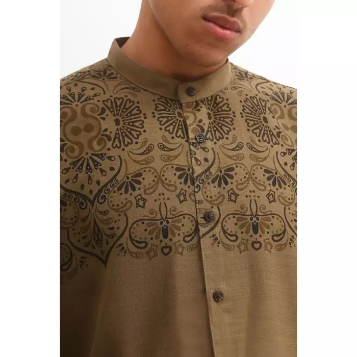 MANZONE Kemeja koko  Lengan Panjang Pria AL BARHAM - OLIVE