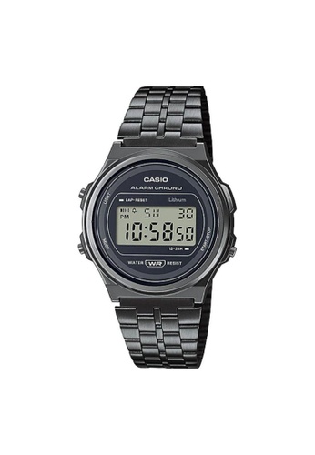 CASIO 黑色 CASIO GENERAL A171WEGG-1ADF BLACK STAINLESS STEEL UNISEX WATCH 2A13EACF905FFDGS_1