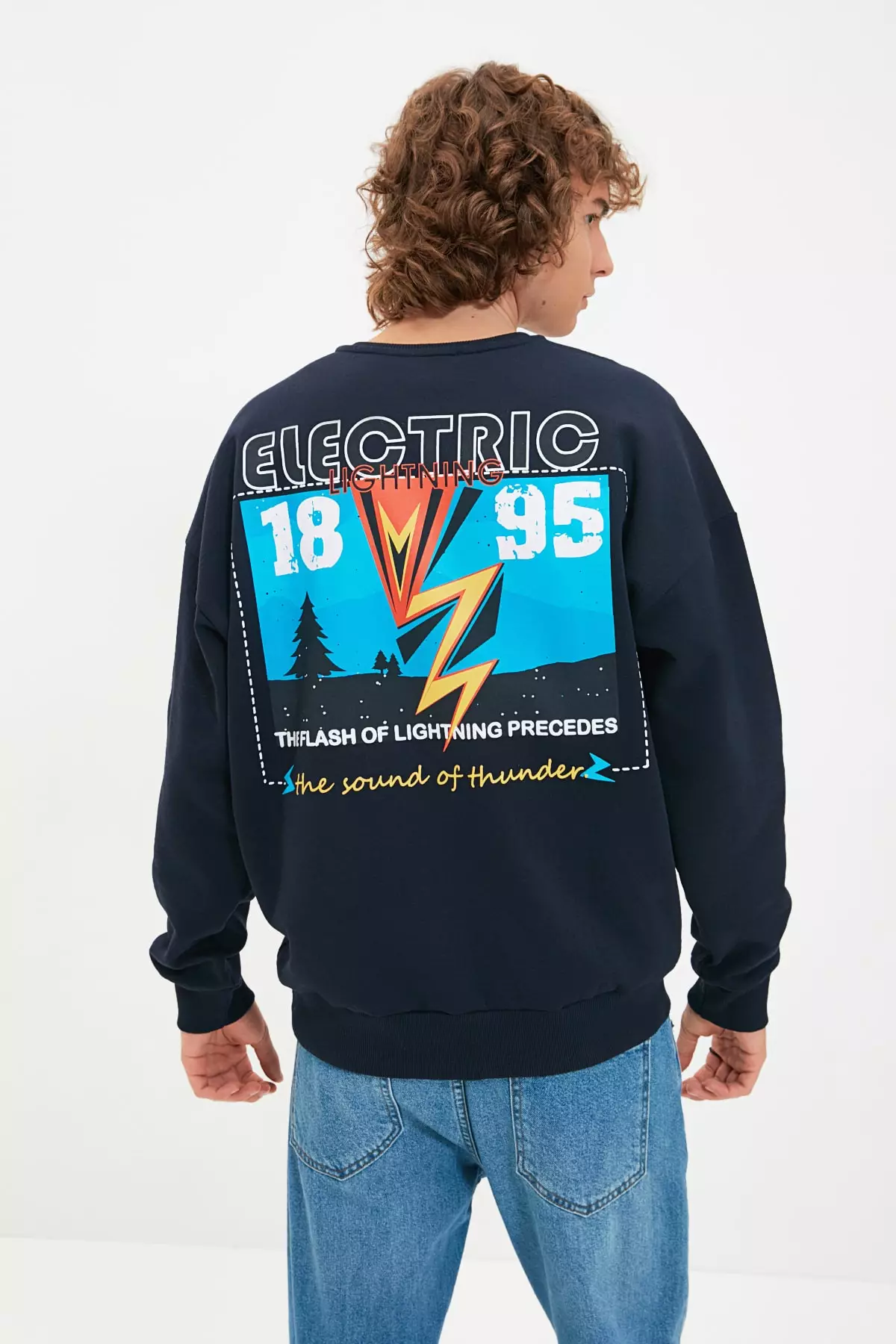 TRENDYOL Herren Sweatshirt Mit Print - Normal Fit, Bequemer Schnitt Aus Baumwolle-Polyester
