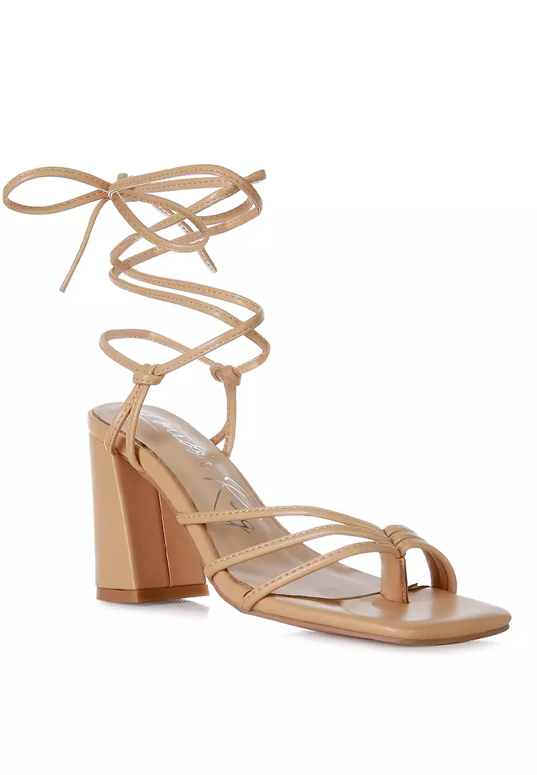 Buy London Rag Nude Toe Ring Tie Up Block Sandals 2024 Online