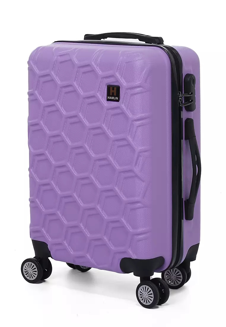 Carlton Koper Hardcase Desain Hexagon Size 20 Inch Suitcase Unisex with Rear Compartment Rubber Slot Material ABS+PVC Coated ORIGINAL - Lilac