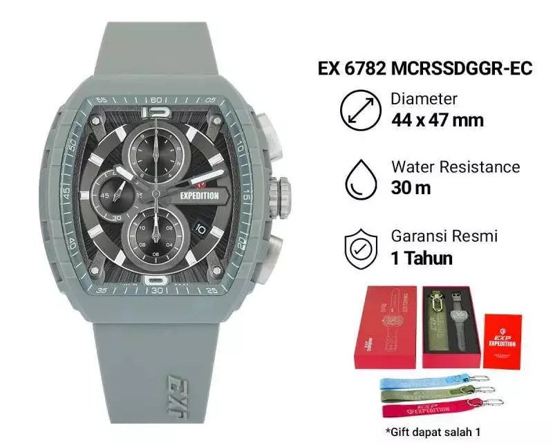 Jam Tangan Pria Expedition E 6782 MC RSSDGGR Eco Ceramic Men Rubber Strap