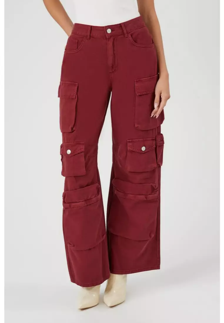Buy FOREVER 21 Twill High-Rise Cargo Pants 2024 Online