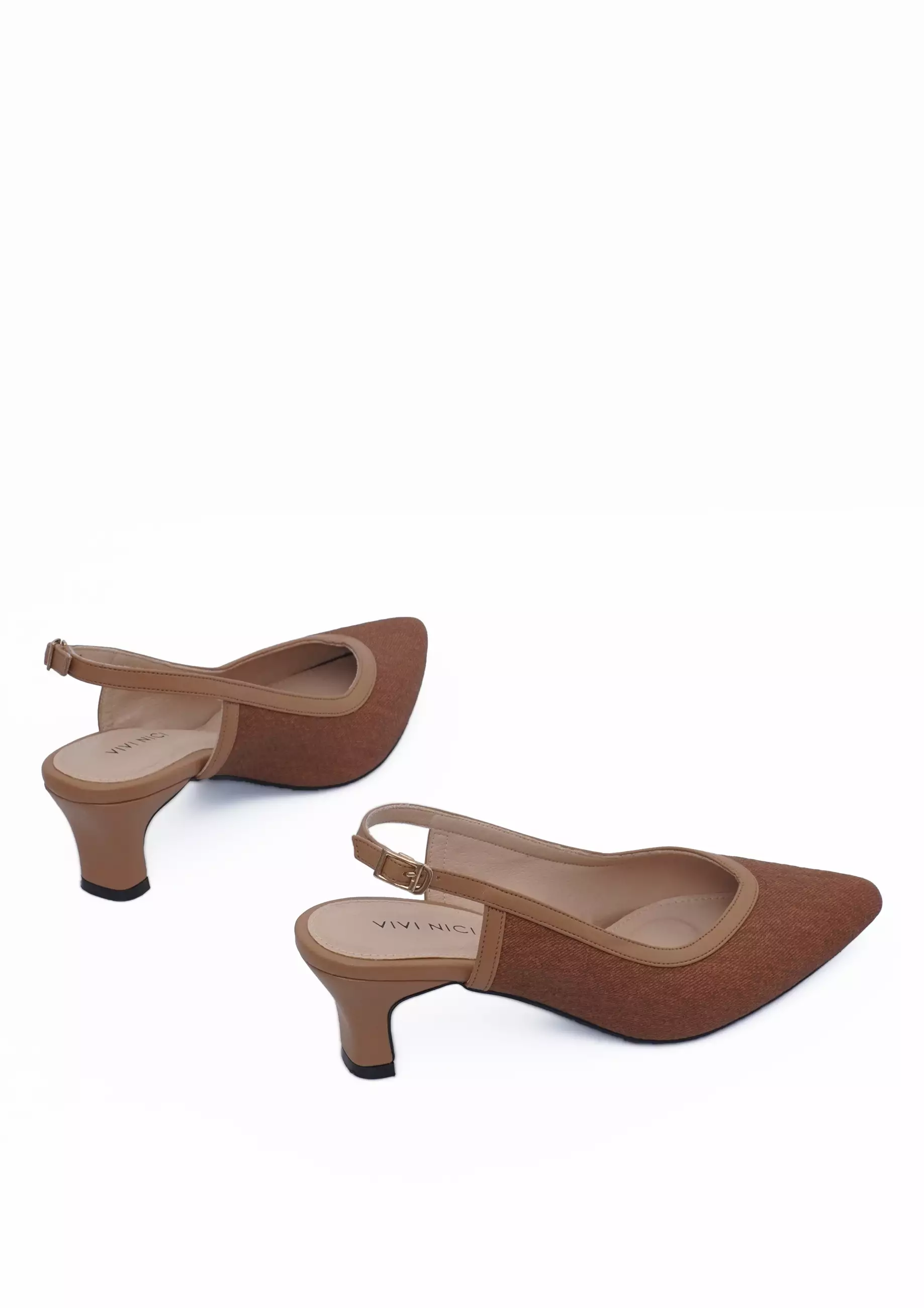 VIVI NICI - Eloise Sepatu Sandal Mules Wanita Hak 5 cm Downtown Brown