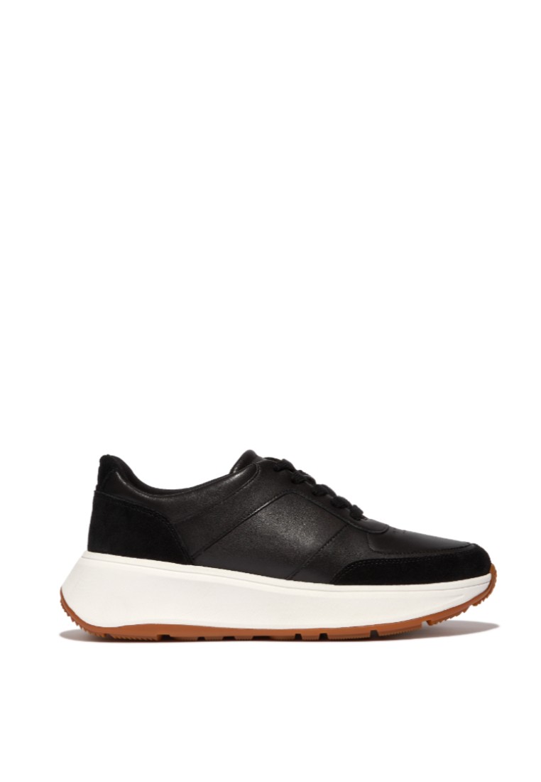 FitFlop F-MODE Women's Leather Suede Flatform Sneakers - Black (FR1-001)