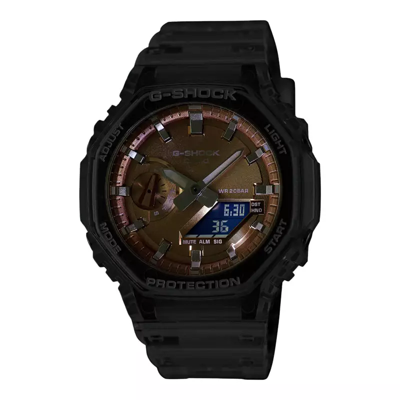 Jam Tangan Pria Casio G-Shock GA-2100BM-7A5DR CasiOak Bright Metallic Series Transparent Resin Band